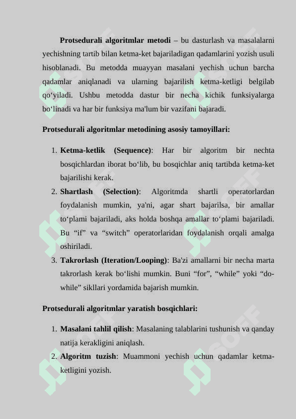 PROTSEDURALI ALGORITMLAR METODI 2
