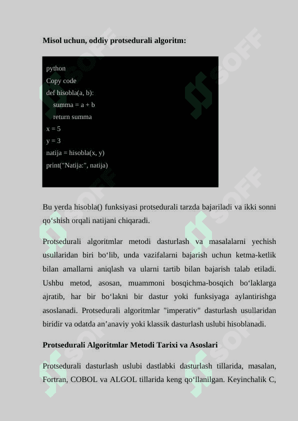 PROTSEDURALI ALGORITMLAR METODI 4