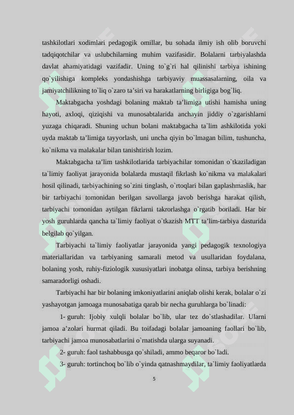Maktabgacha ta’lim muassasasi, oila va maktab hamkorligi 5