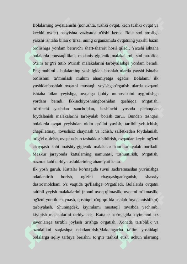 ILK YOSHDAGI BOLALARNI TARBIYALASHNING O'ZIGA XOSLIGI KURS ISHI. 7