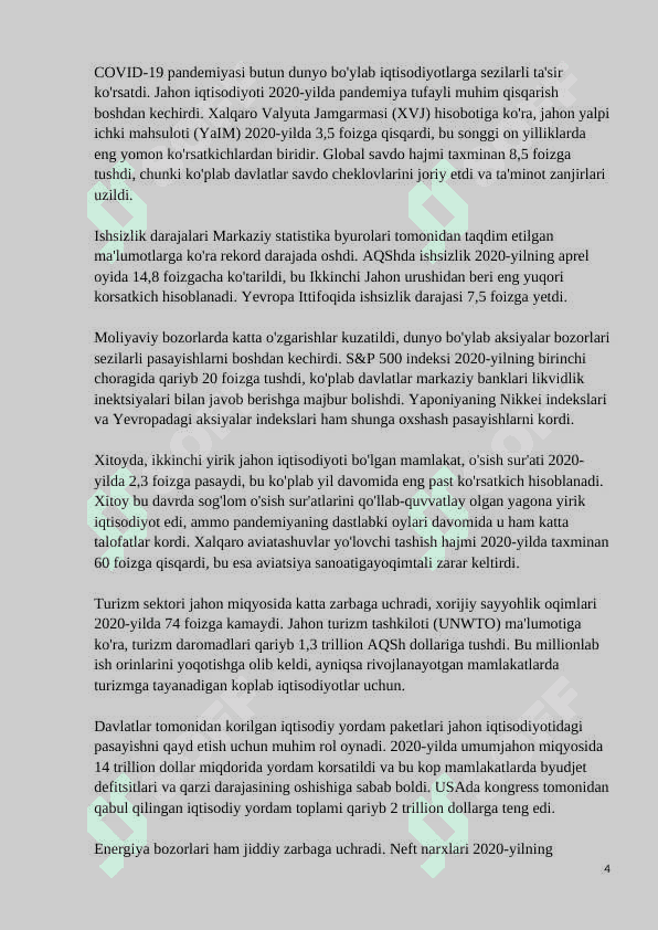 Covid-19 pandemiyasining jahon iqtisodiyotiga ta`siri 4