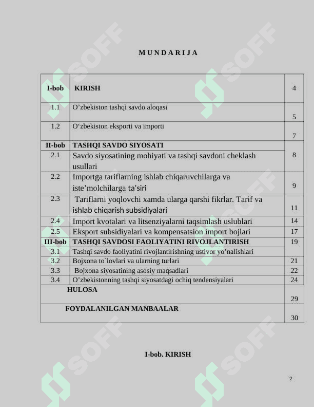 O`zbekiston tashqi savdo munosabatlari 2