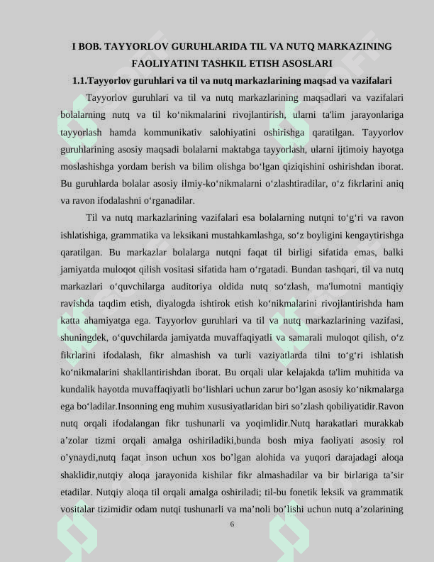 TAYYORLOV GURUHLARIDA TIL VA NUTQ MARKAZIDAGI ISH FAOLIYATINI LOYIHALASHTIRISH 5