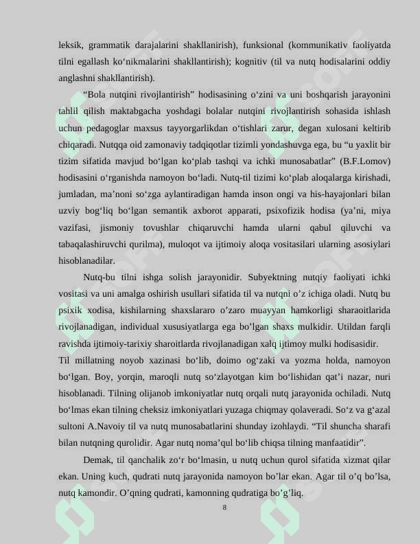 TAYYORLOV GURUHLARIDA TIL VA NUTQ MARKAZIDAGI ISH FAOLIYATINI LOYIHALASHTIRISH 7
