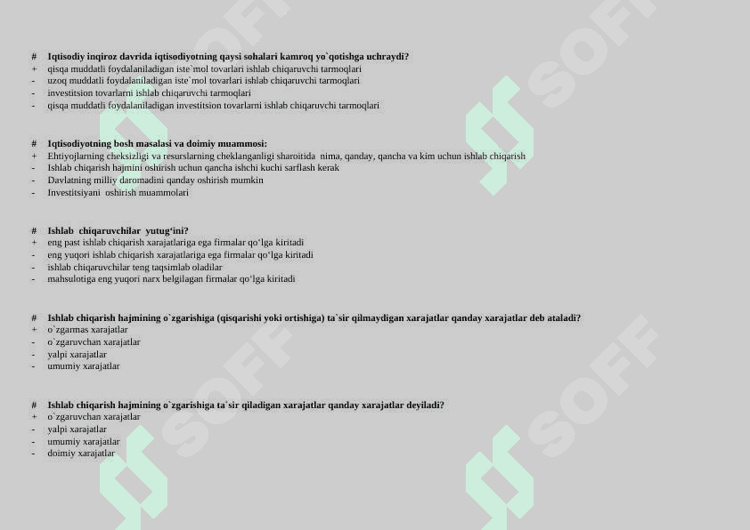Mikroiqtisodiyot test javoblari bilan 8