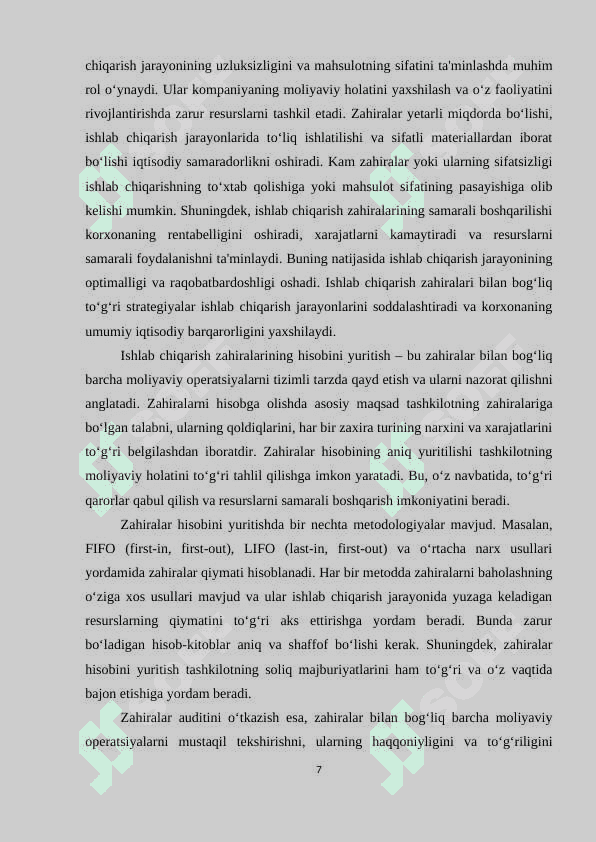ISHLAB CHIQARISH ZAHIRALARI AUDITI 6