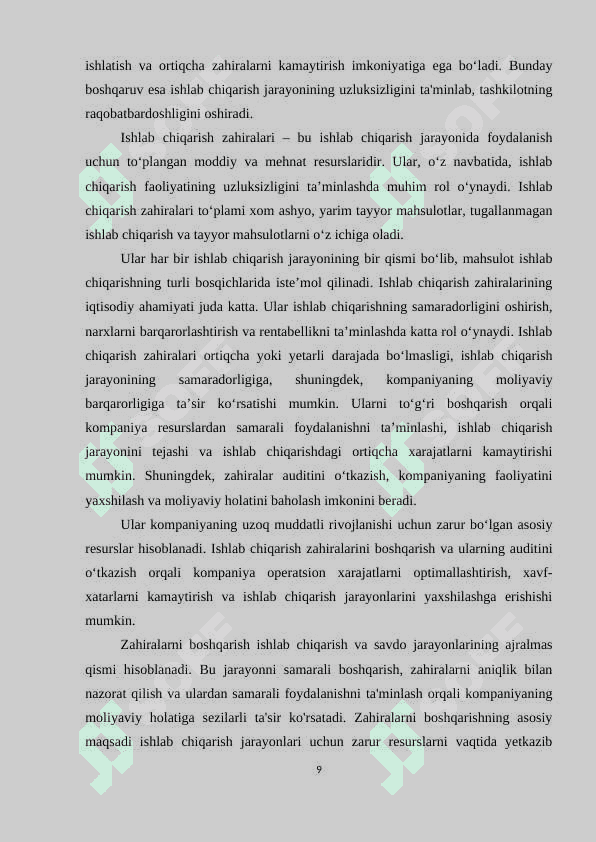 ISHLAB CHIQARISH ZAHIRALARI AUDITI 8