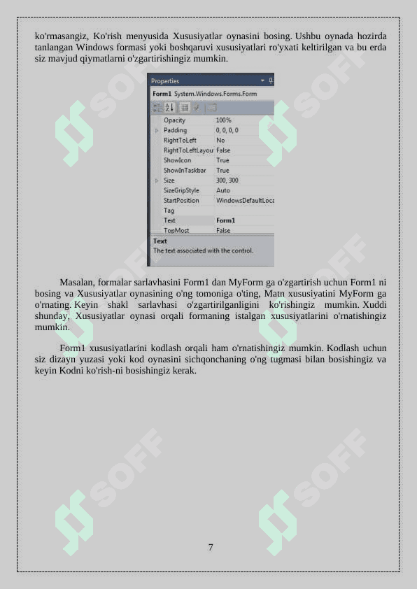 Windows Formsda boshqaruv elementlari bilan ishlash 7
