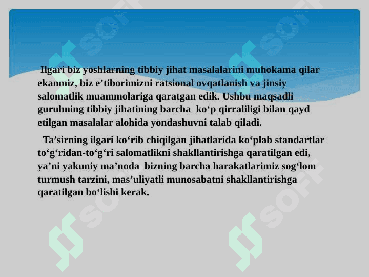 O'smirlar sog'lig'ining tibbiy va ijtimoiy muammolari 2