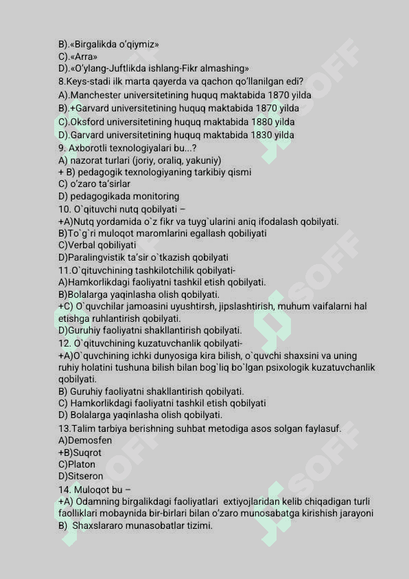 Padogogik mahorat 400 ta test 3