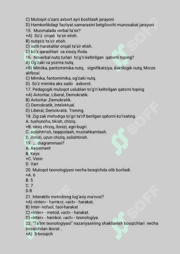 Padogogik mahorat 400 ta test 4