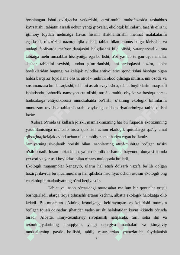 BOSHLANGʻICH SINF OʻQUVCHILARINING EKOLOGIK MADANIYATINI SHAKLLANTIRISH 7