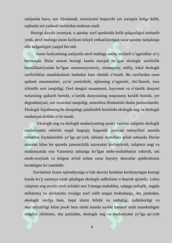 BOSHLANGʻICH SINF OʻQUVCHILARINING EKOLOGIK MADANIYATINI SHAKLLANTIRISH 8
