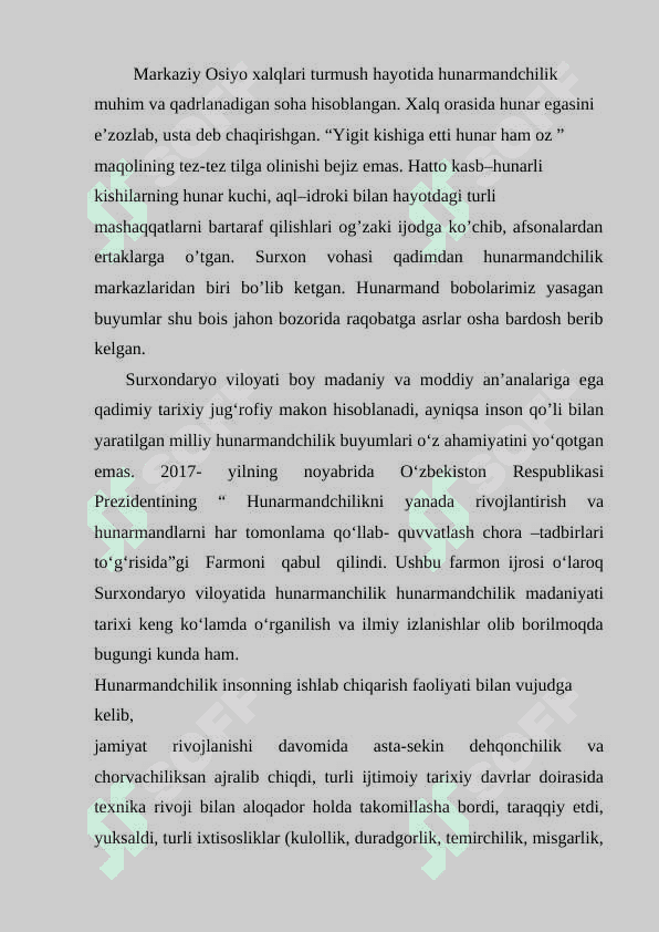 Surxonaryo viloyati hunarmandchiligi tarixi 2