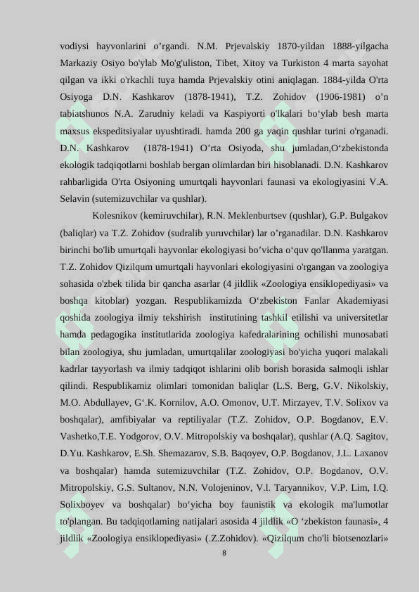 Respublikamizda oxirgi o’n yilliklarda paydo bo'lgan turlar 8