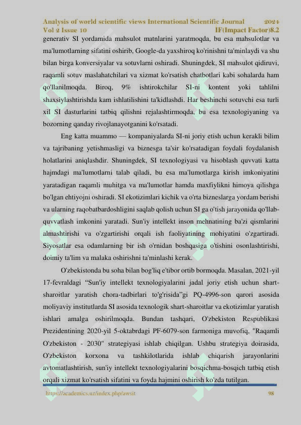 ONLAYN ISTE'MOLCHILAR SHARHLARINI  TAHLIL QILISHDA SUN'IY INTELLEKTNING  ASOSIY VOSITALARIDAN FOYDALANISH 3