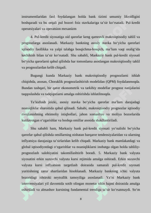 O‘zbekiston Respublikasi pul-kredit siyosati 8