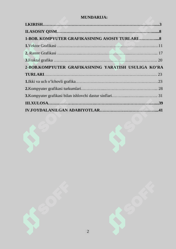 Kompyuter grafikasi 2 va 3 oʻlchovli grafikasining ahamiyati 2