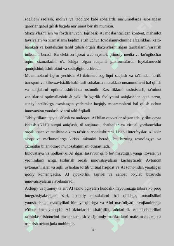 Web sahifalarni tashkil etishda sun’iy intellektning o’rni 6