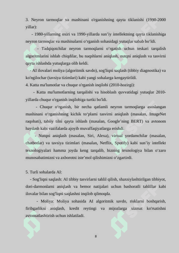Web sahifalarni tashkil etishda sun’iy intellektning o’rni 8