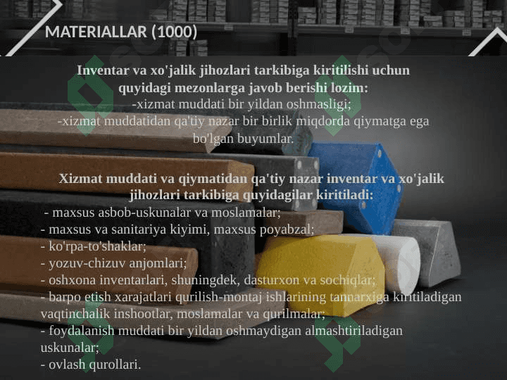 Tovar moddiy zahiralari hisobi 4