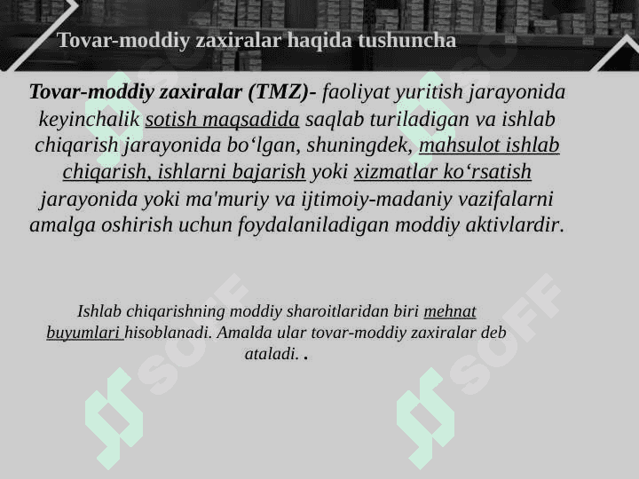 Tovar moddiy zahiralari hisobi 7
