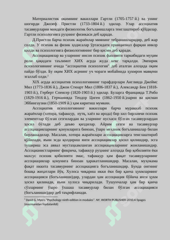 XVIII - XIX asrlarda psixologiyaning rivojlanishi 2