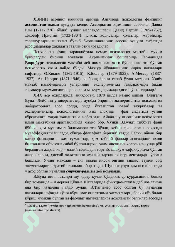 XVIII - XIX asrlarda psixologiyaning rivojlanishi 8