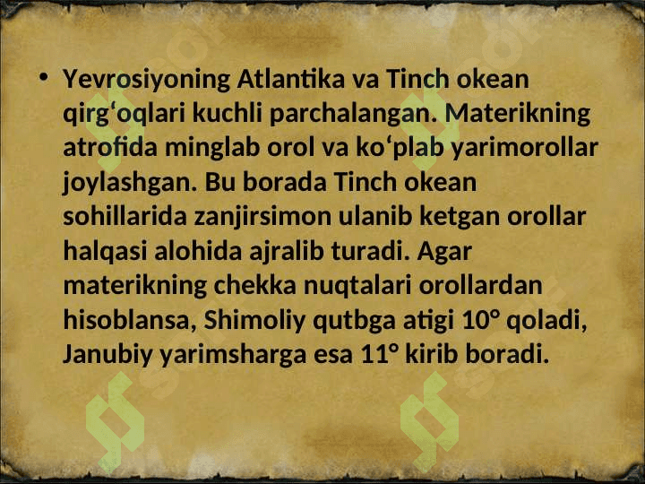 Yevrosiyo. Tabiiy-geografik  o‘rni,  o‘rganish  tarixi 7