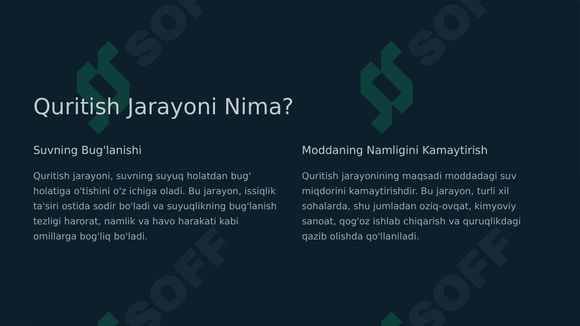 Quritish jarayonini o’rganishda o’xshashlik kriteriyalari 2