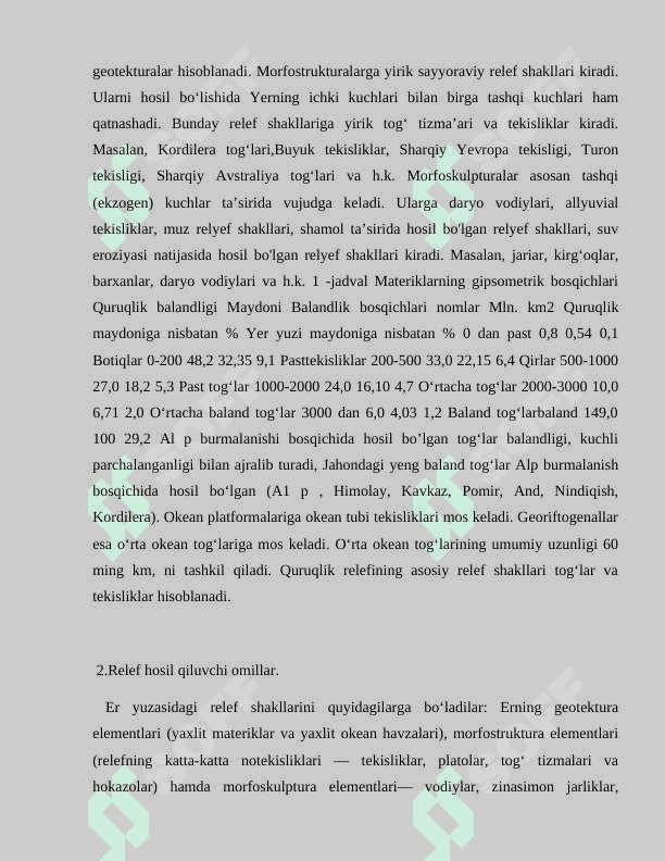 Yer yuzasidagi relefning asosiy shakllari 4