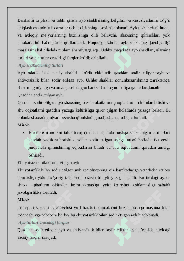 Ayb shakllari tushunchasi va turlar 7