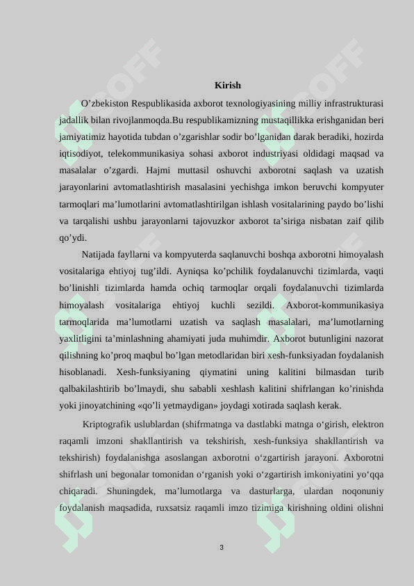 Xesh funksiyalar va ulardan axborot xavfsizligini ta’minlashda foydalanish 3