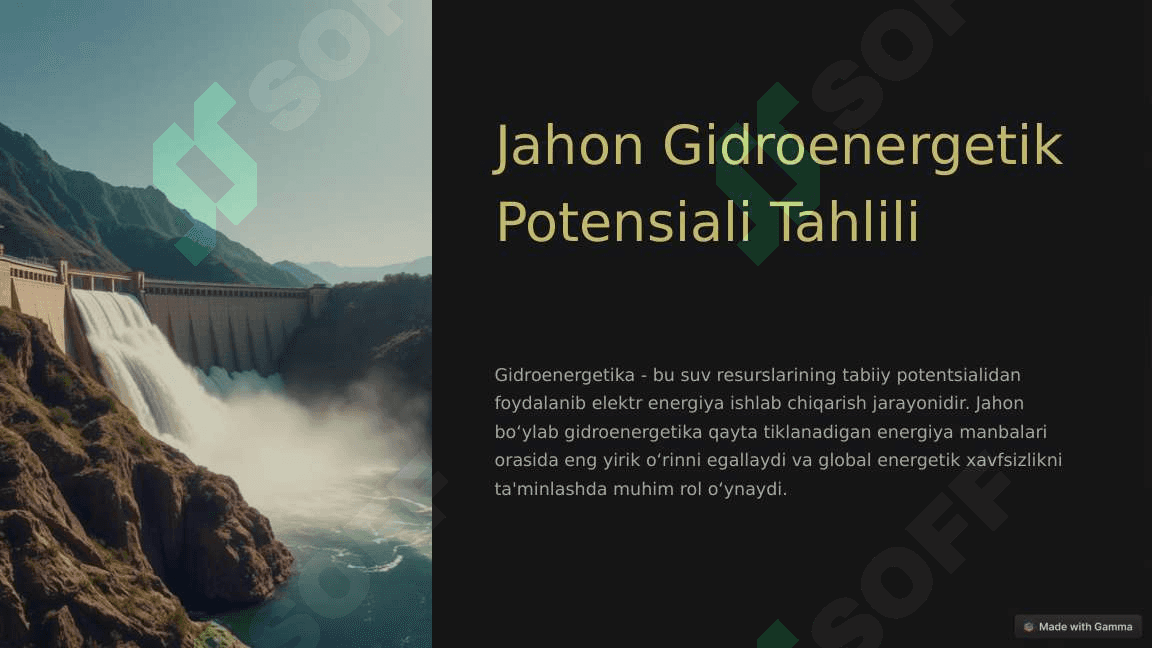 Jahon Gidroenergetik Potensiali Tahlili 2