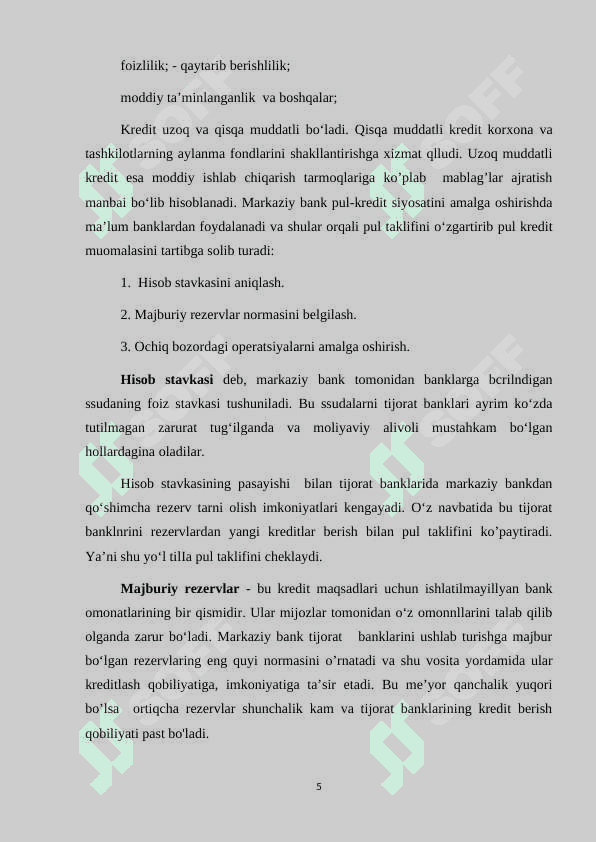 O‘zbekiston Respublikasi pul-kredit siyosati 5