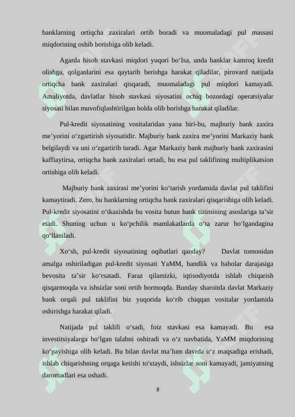O‘zbekiston Respublikasi pul-kredit siyosati 8