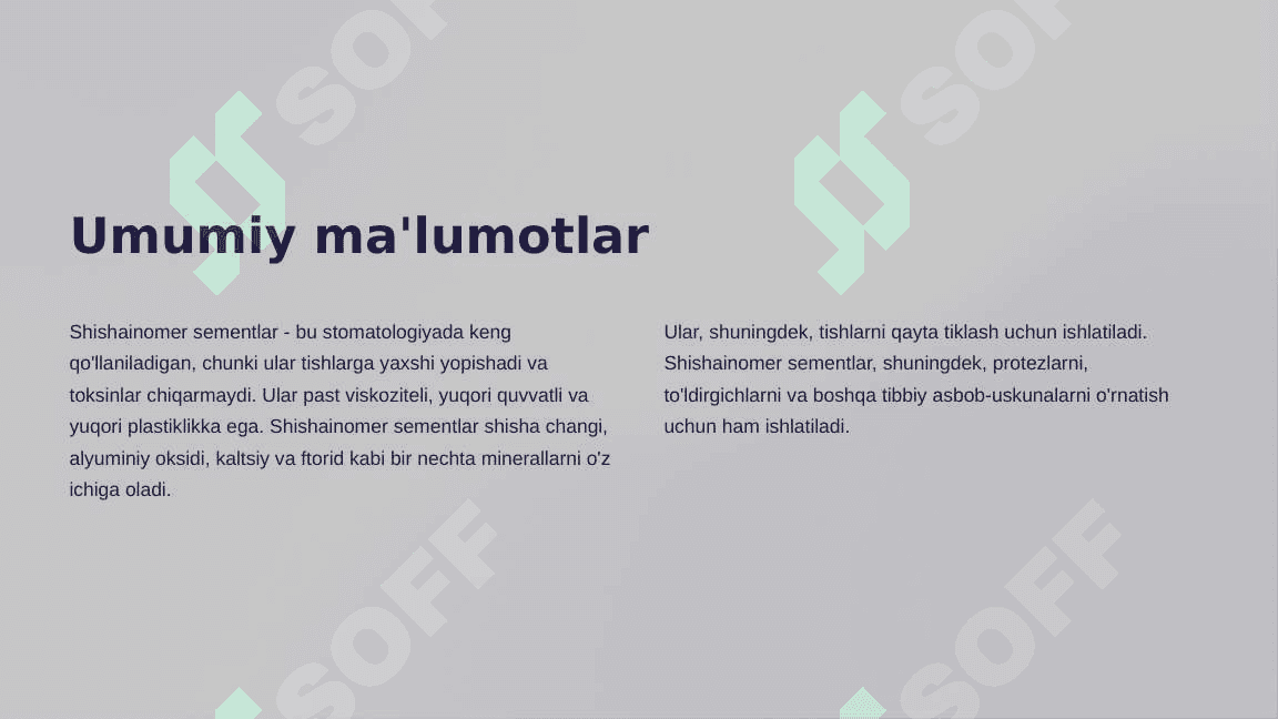 Shishainomer sementlar xususiyatlari qo'llanishi 3