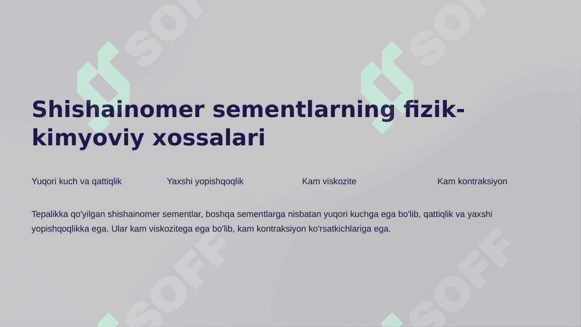 Shishainomer sementlar xususiyatlari qo'llanishi 5
