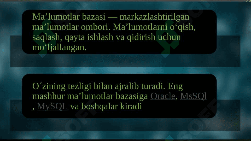Ma’lumotlar bazasini boshqarish tizimi 2