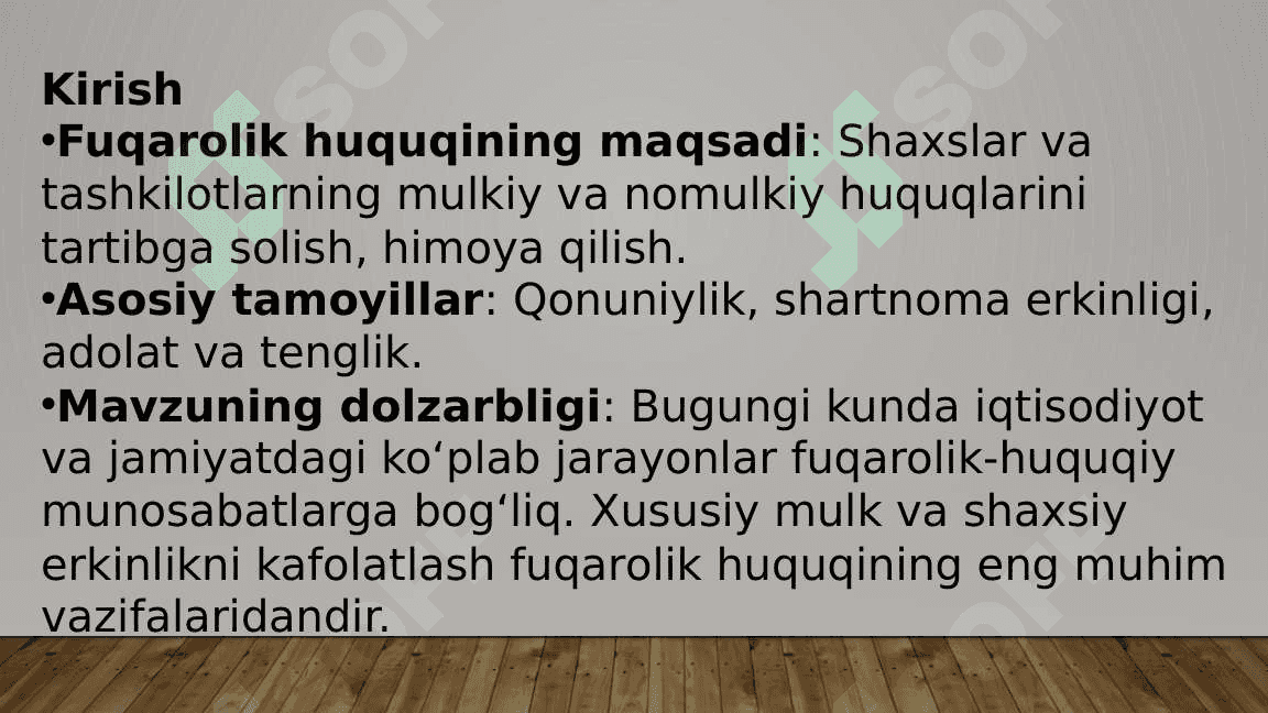 Fuqarolik Huquqiy Munosabatlar 2