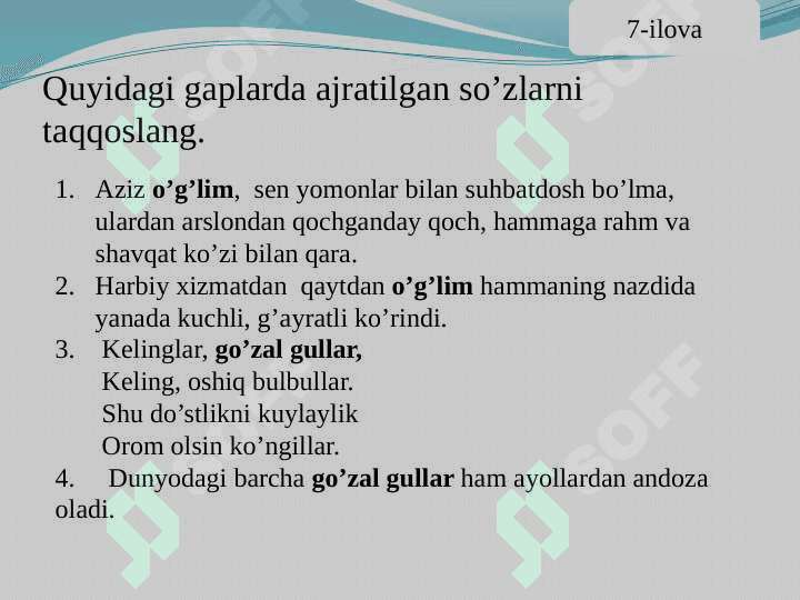 Gap bo’laklari sanalmaydigan birliklar 7