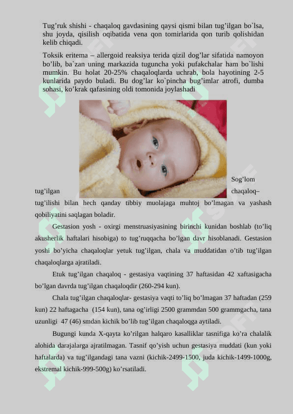 Yangi tug‘ulgan chaqaloqlardagi tranzitor(o‘tkinchi) holatlar 8