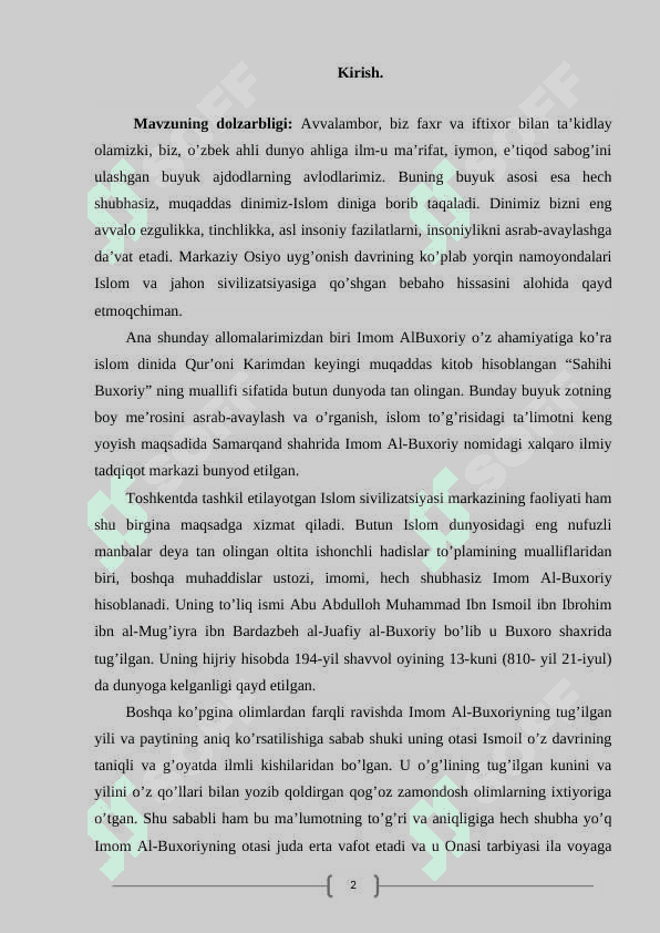 IMOM BUXORIY AT TERMIZIYNING HADIS ILMINING RIVOJLANISHIDAGI XIZMATLARI 2