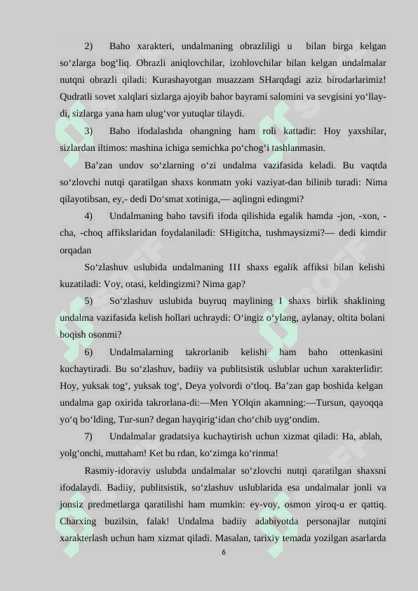 4-SINFDA UNDALMALI GAPLARNI  O‘RGANISH USLUBIYOTI 6