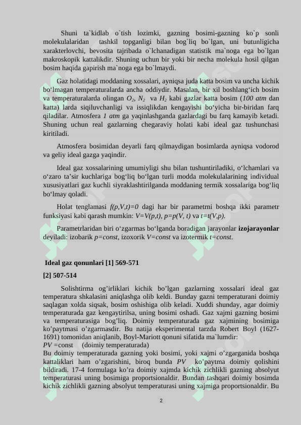 Malekulyar kinetik nazaryaning asosiy tenglamasi 2