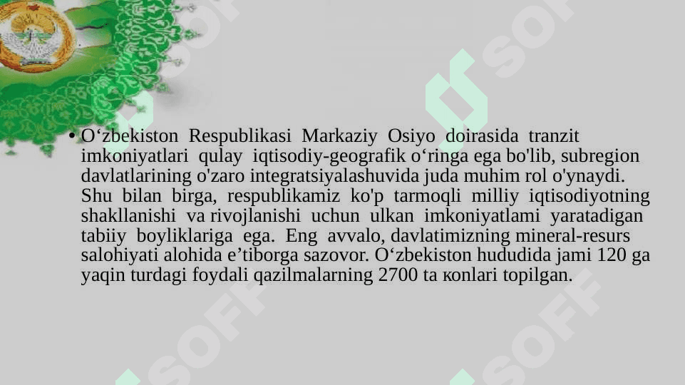 O‘zbekistonning ijtimoiy-iqtisodiy rivojlanishi 3