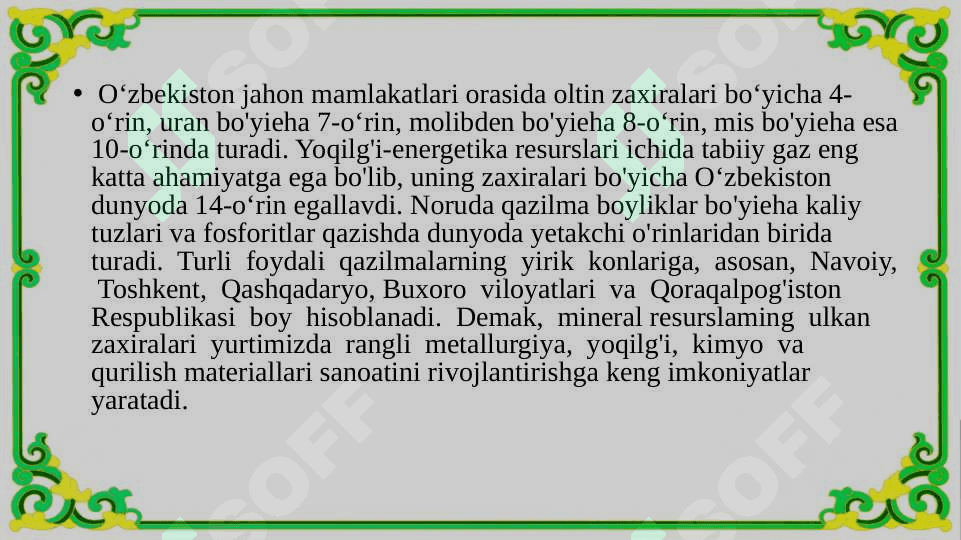 O‘zbekistonning ijtimoiy-iqtisodiy rivojlanishi 5