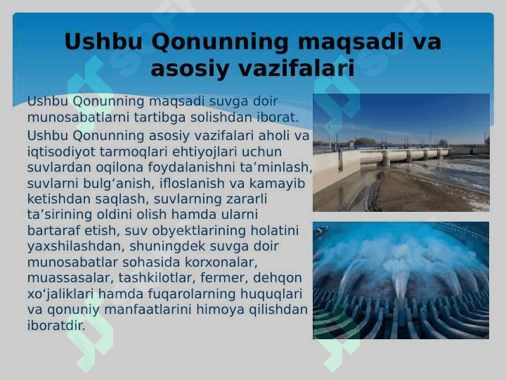 Suv va suvdan foydalanish to'g'risidagi qonun 2