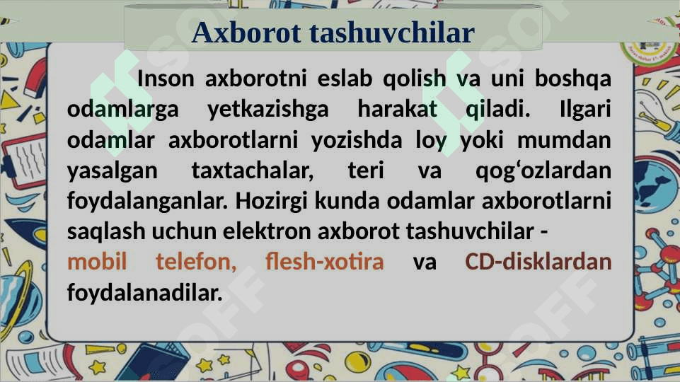 Axborot tashuvchilar 2-sinf 4