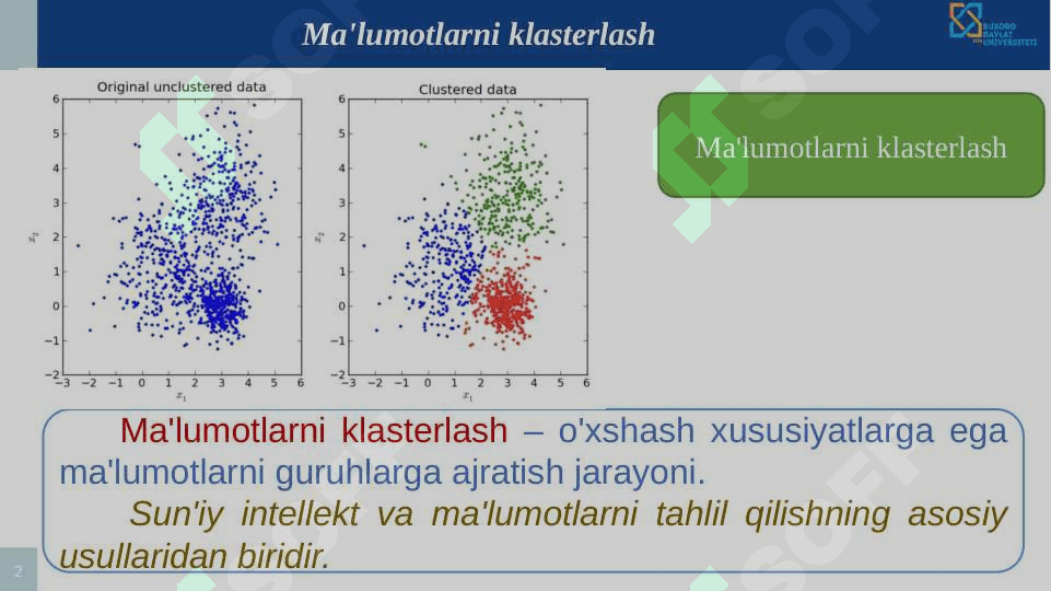 Ma'lumotlarni klasterlash va   K-means algoritmi 2